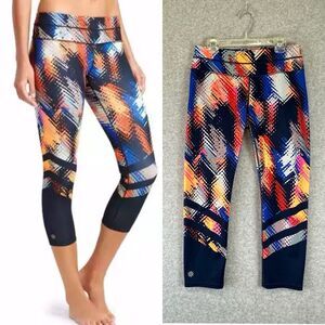 Athleta Women's Lava Sonar Printed Multicolored High Waist Leggings Size S Retro
